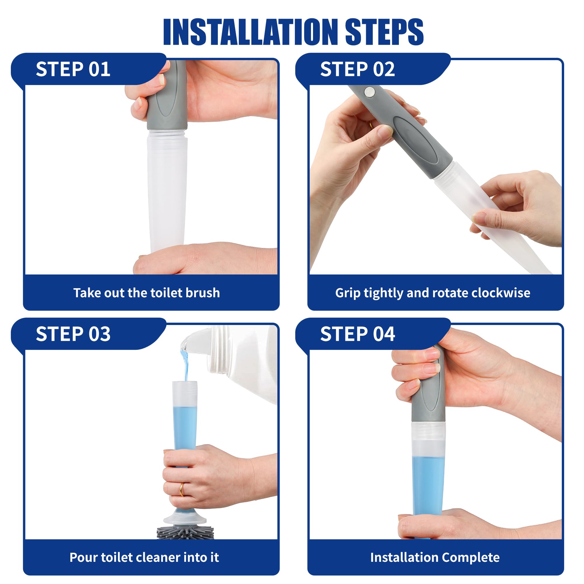Cepillo de baño WC de Silicona CHICGADGETS, Cepillo y Soporte para Inodoro, Sistema de Limpieza Integrado, Almacena y Libera Agentes de Limpieza, Antibacteriano, Antigoteo, Secado rápido, Inodoro — view 4