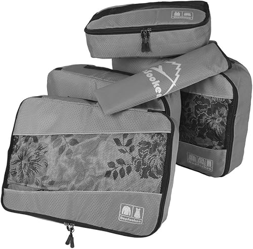 Vista 3 de Juego de 5 cubos de equipaje de viaje, organizador grande de equipaje de viaje, 4 cubos, 1 bolsa de lavandería