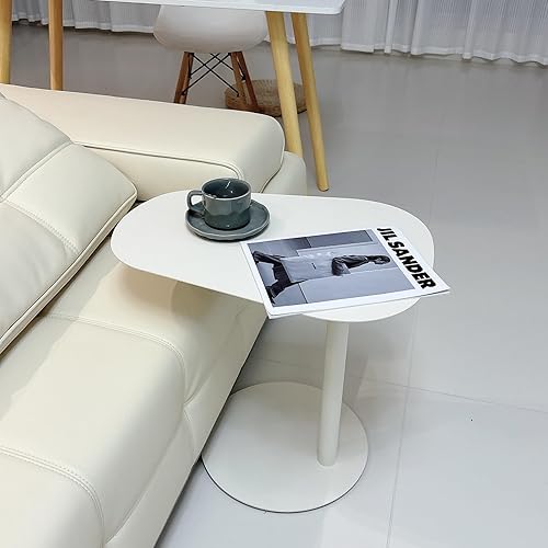 Miniatura 9 de Mesa auxiliar en forma de C, mesa auxiliar de hierro para espacio pequeño para sala de estar, dormitorio, baño, mesa comercial de tienda de té con