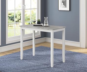 Angel Line Cambridge Counter Height Table, White with Gray Top, 36.25 H x 42.25 W x 22 D