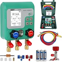 Digital Gauges HVAC 92 Refrigerant Recharge Kit, Digital Manifold Gauges HVAC Pressure & Air Tightness Test, Air Conditioning Tools & Equipment with Tricolor Hose, for Cold Storages/Refrigerators