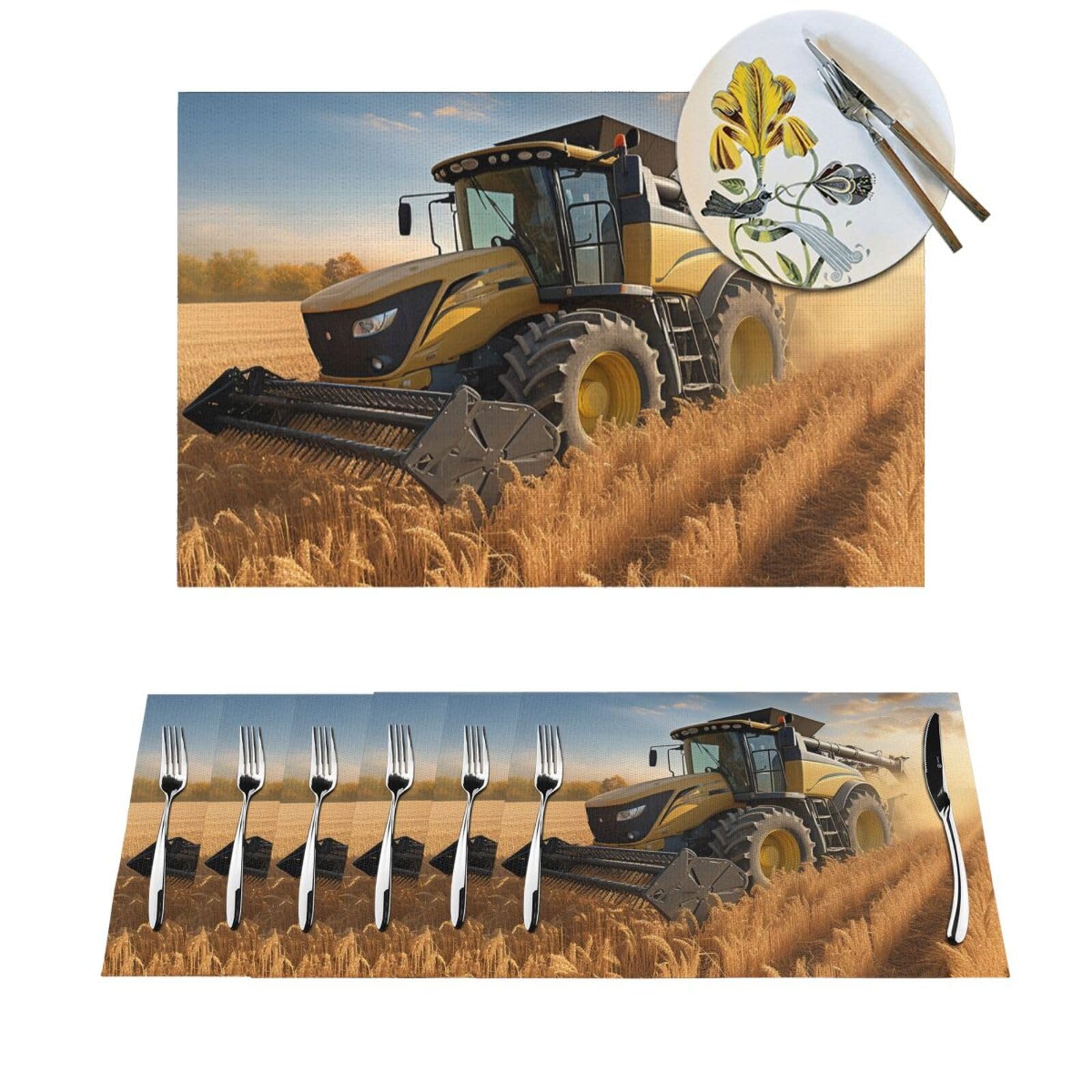 Set de table rectangulaire lavable lot de 6 tapis de table PVC tracteur