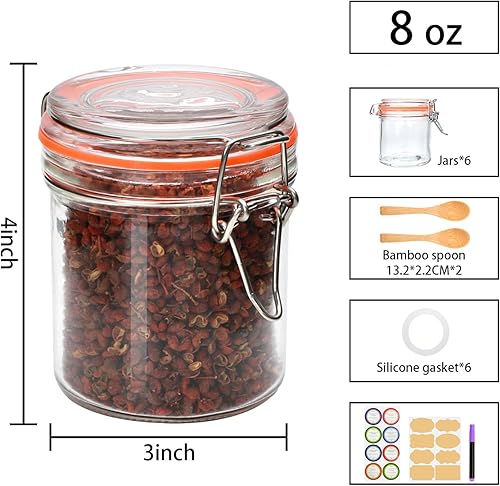 Miniatura 2 de Tarros de vidrio herméticos pequeños de 8 onzas con tapas, recipientes de vidrio para almacenamiento de alimentos con tapas, mini recipiente