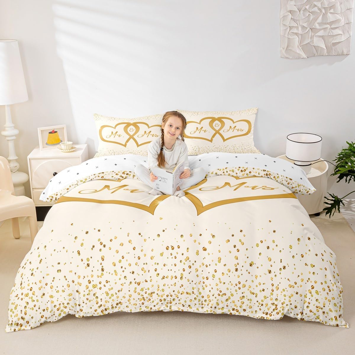 Erosebridal Dog Side My Side Comforter Cover Full Size Black White Duvet Cover Microfiber Romantic Love Bedding Set Valentine's Day Wedding Anniversary Quilt Cover Room Decor with 2 Pillow Cases