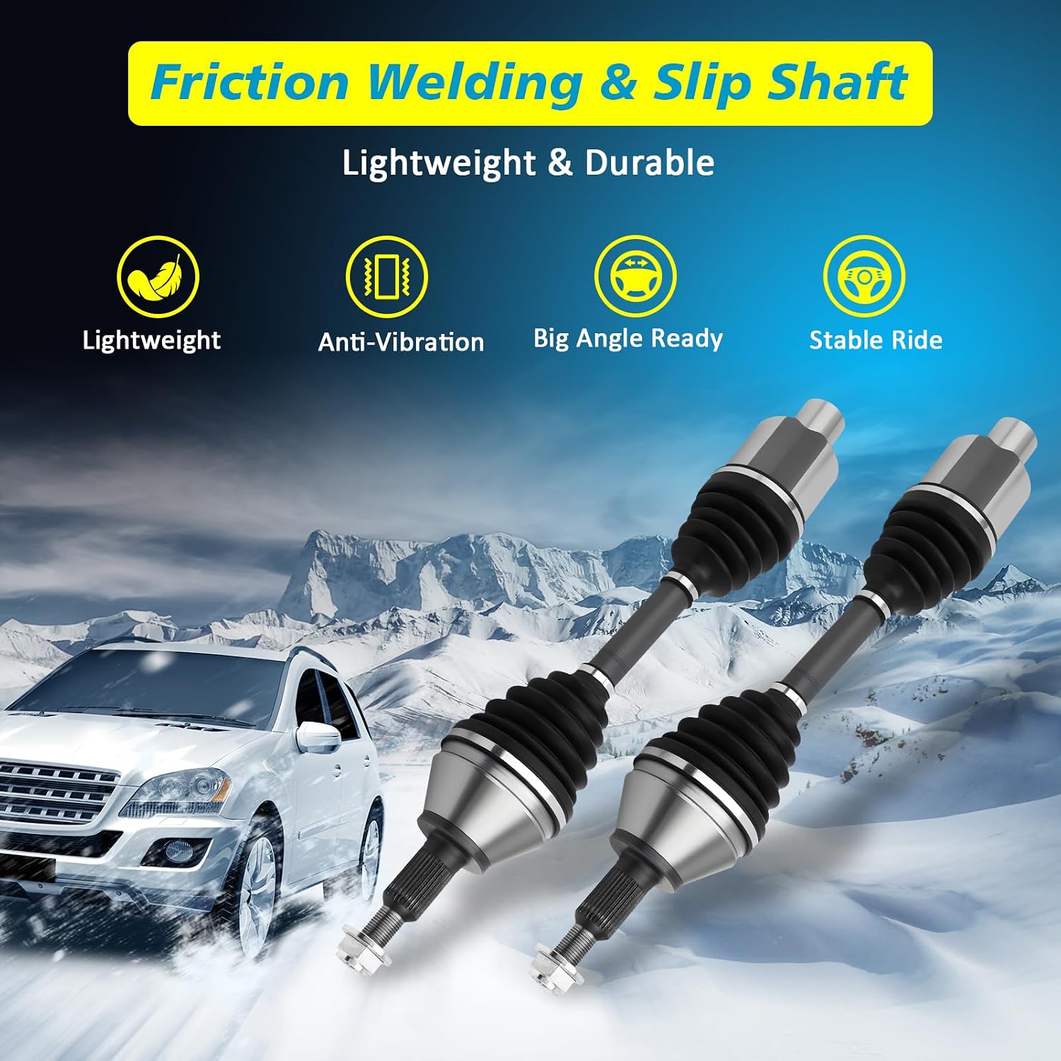 HARUMA Front Axle Shaft Assembly Compatible for Ram 1500 2012-2022 4WD, Ram 1500 Classic 2019 2020 4WD, 2 PCS CV Axle Driver & Passenger Side, 66-3740