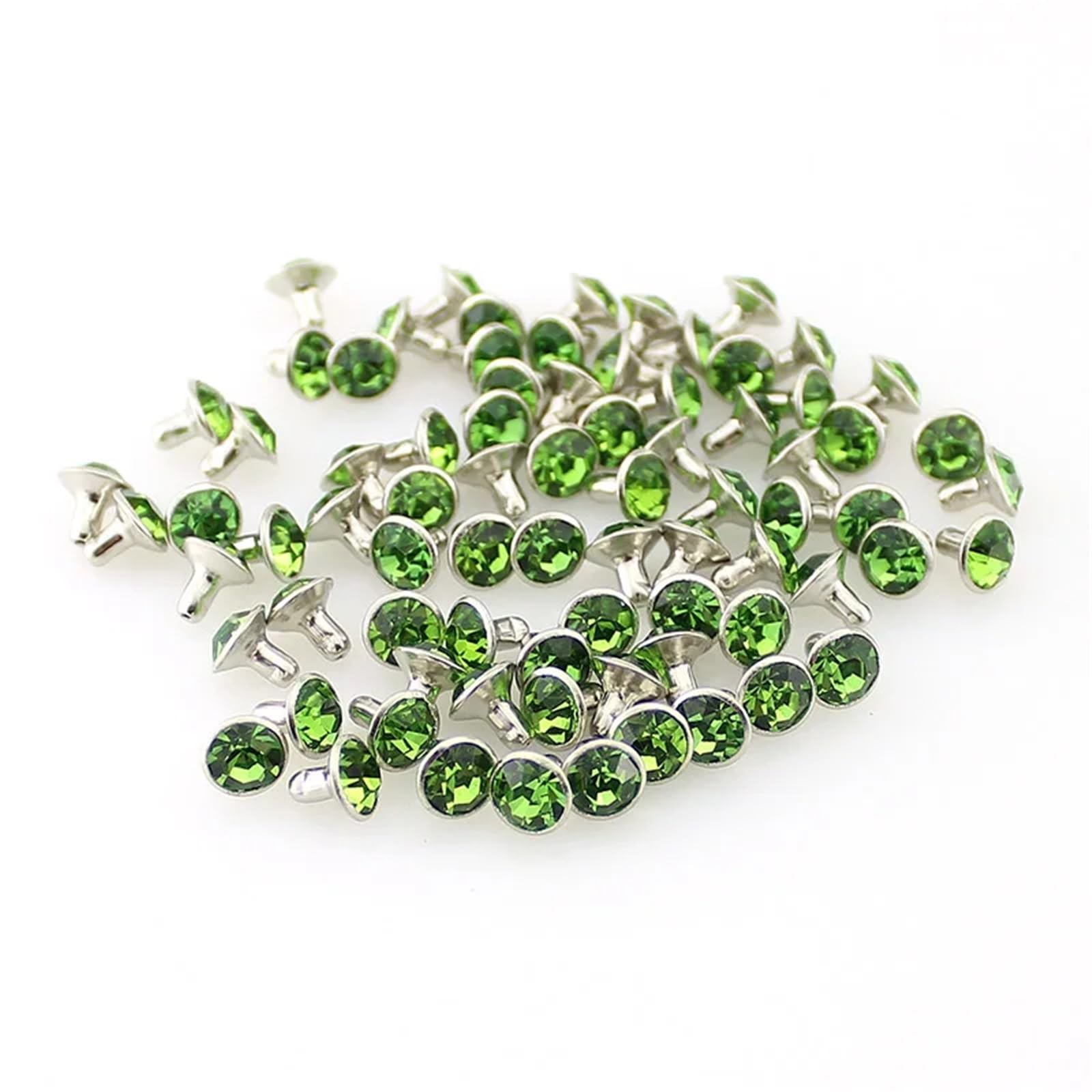 Fdzkrtvm Green Metal Crystal Rivets, Crystal Rhinestone Rivet Studs Multicolor Copper 100 Pcs