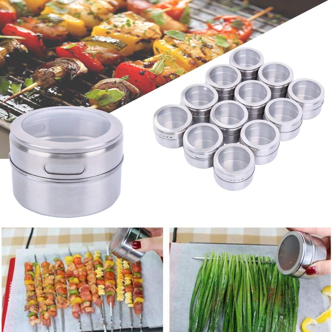Xuanyue 12 PCS Stainless Steel Spice Tins Multi