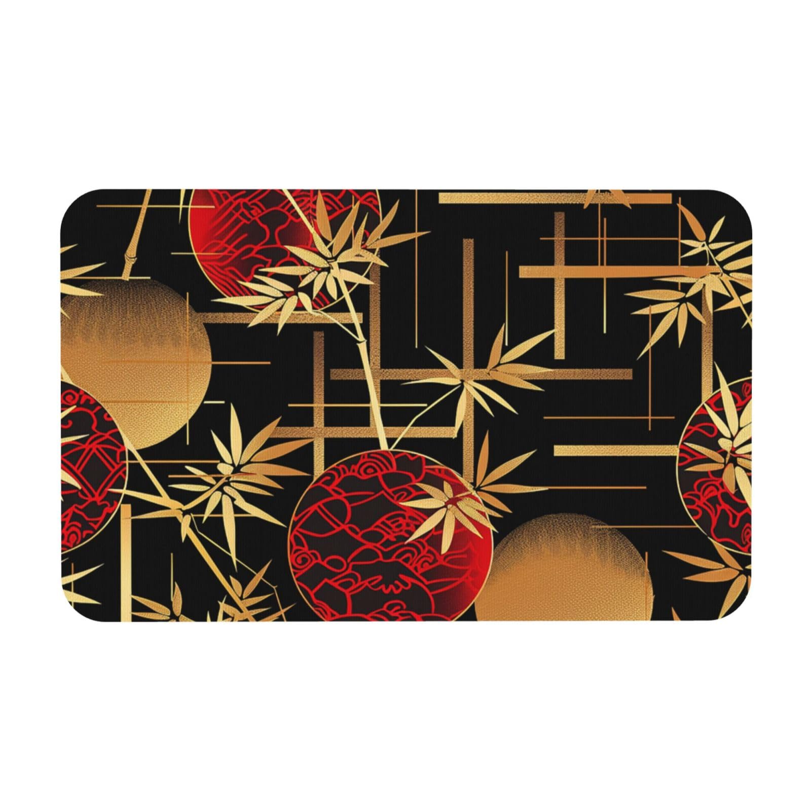 Mexpekil Japanese Style Bamboo Door Mat Indoor Outdoor 50x80 cm Non Slip Bath Mat Absorbent Dirt Trapper Entrance Welcome Mat Washable Floor Rugs for Kitchen Bathroom Bedroom