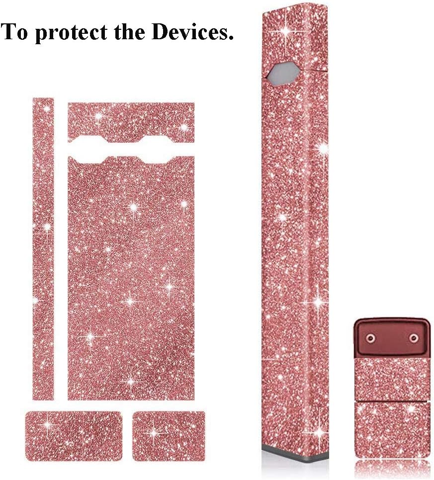 4Pack Skin | Sticker | Wrap | Decal | Case | Cover for JUUL and Charger, Rose Red Silver Blue Colorful Glitter, Shock-proof Scratch-proof Sleeve Shield Cap (No Device Included, Contain Charge Cover)