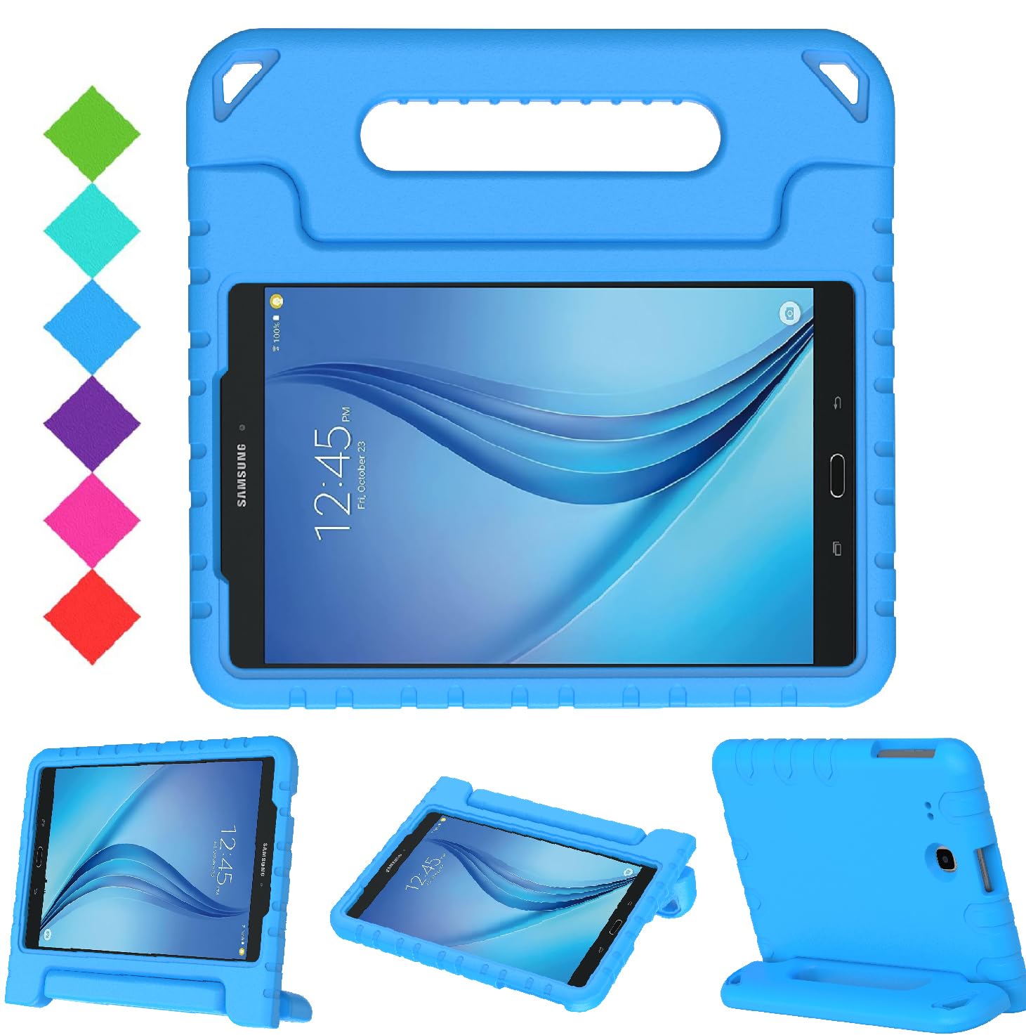 BMOUO Kids Case for Samsung Galaxy Tab E 9.6 - Shockproof Light Weight Convertible Handle Stand Protection Case for Samsung Galaxy Tab E/Tab E Nook 9.6 Inch Tablet (SM-T560/T561/T565/SM-T567V), Blue