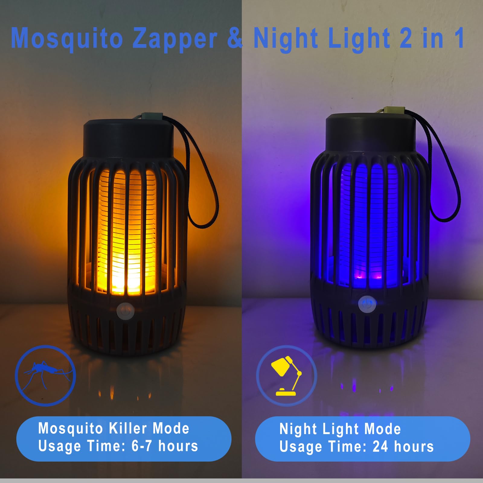 Mückenvernichterlampe 2025 – 2-in-1 Insektenfalle Mit Nachtlicht, USB-C, Für Drinnen & Draußen