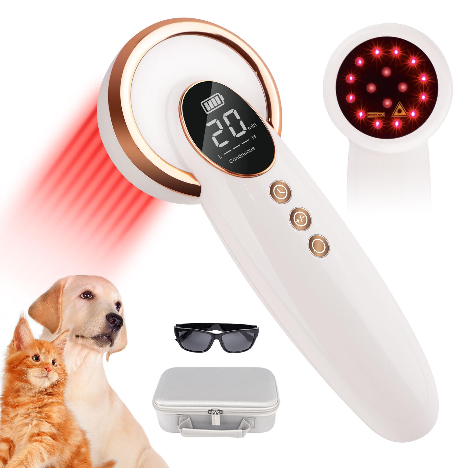 Terapia laser a freddo, per persone e animali domestici, per alleviare il dolore e migliorare la guarigione naturale, luce a infrarossi con valigetta portatile, 12 pezzi da 650 nm e 4 pezzi da 808 nm