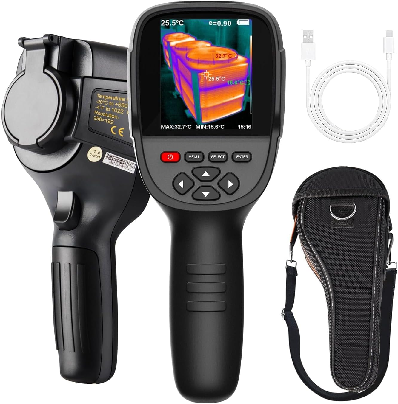 256x192 Hti-18+ Thermal Imaging Camera with Dual-Light Fusion, -4~1022°F, Handheld Infrared Thermography for Home Inspection HVAC Electrical Plumbing Leak Detection and Mechanical Maintenance