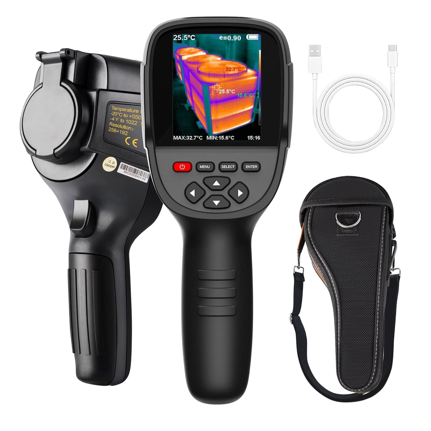 Termocamera 256x192 con Dual-Light Fusion, -4~1022°F, Termocamera a Infrarossi Portatile per ispezione Domestica, Rilevamento di Perdite di Impianti Idraulici Elettrici HVAC e Manutenzione Meccanica