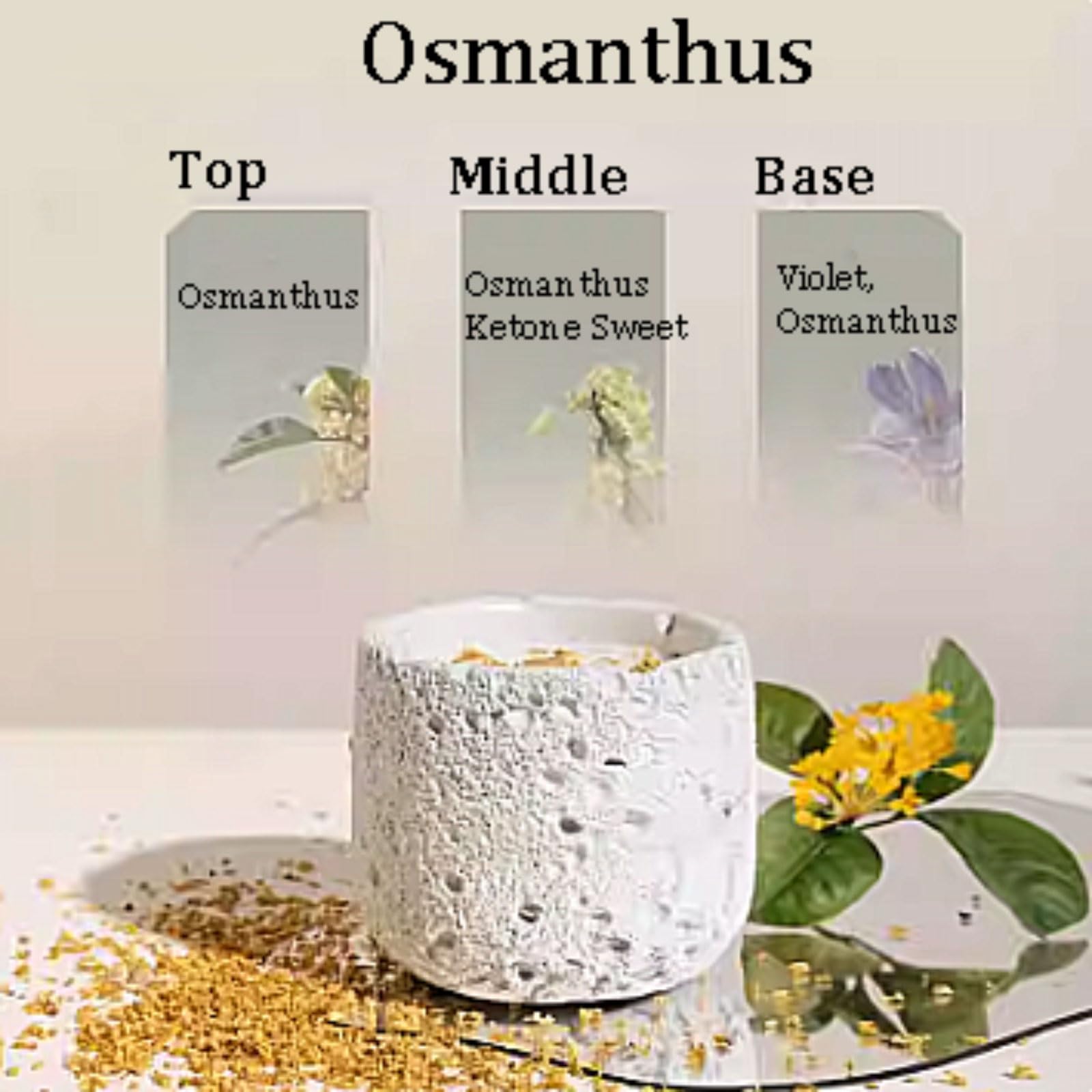 Compacto Velas de mezcla de cera botánica, vela perfumada de larga duración, 40 horas de combustión, que crujen con mecha de madera for decoración del hogar no es picante(Osmanthus)