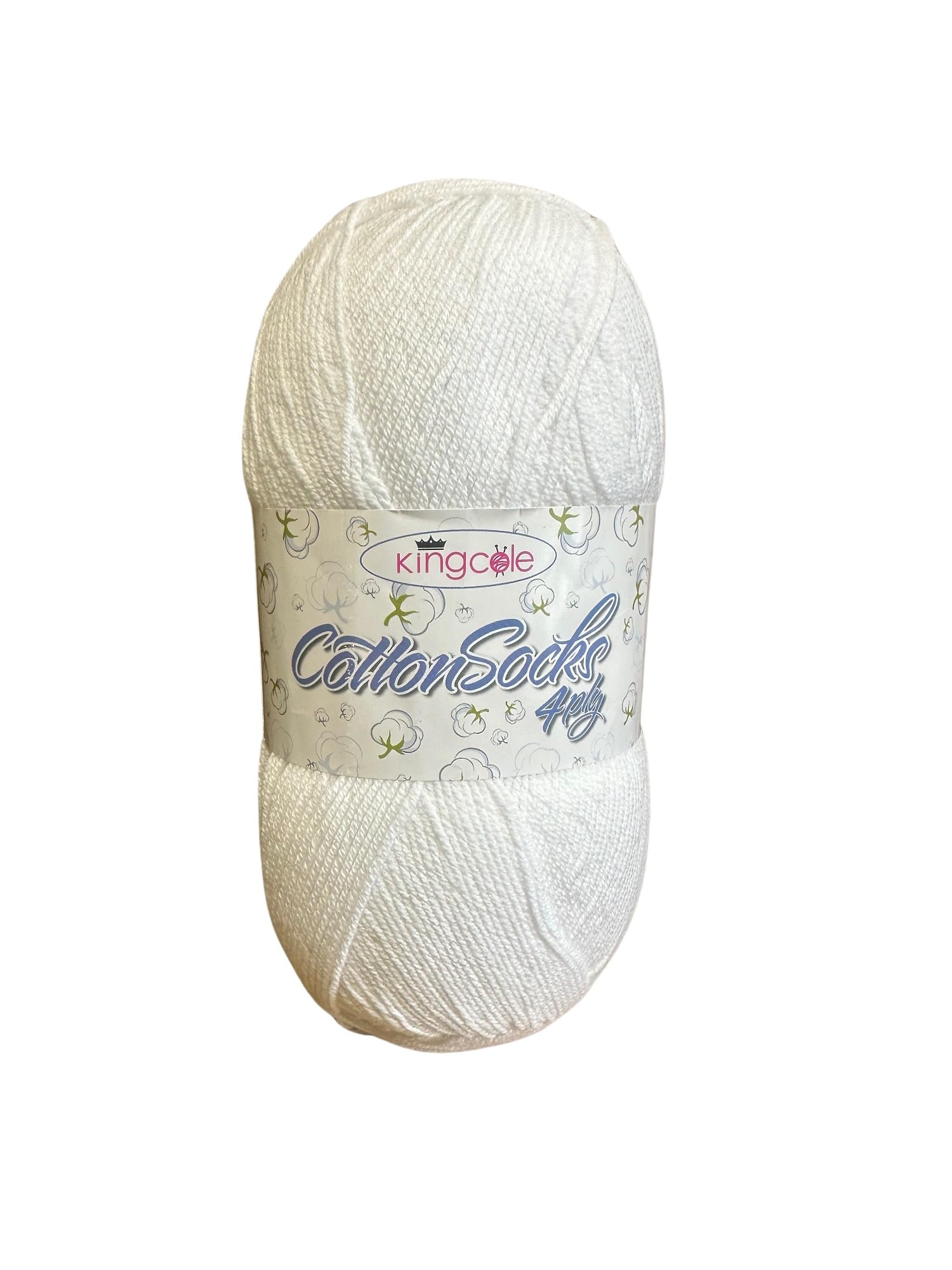 King Cole Cotton Socks 4PLY 100g Yarn : 4760 White