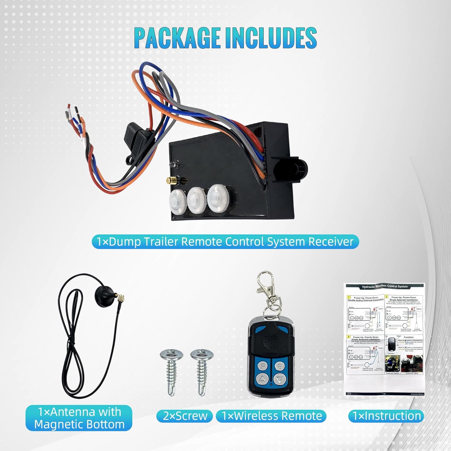 Dump Trailer Remote Control Kit G3-H01, 12V Hydraulic tilt Remote with 50-100 Ft Operating Range, Tilt Unit and Winch, Tethered Backup Control for Dump Trailers