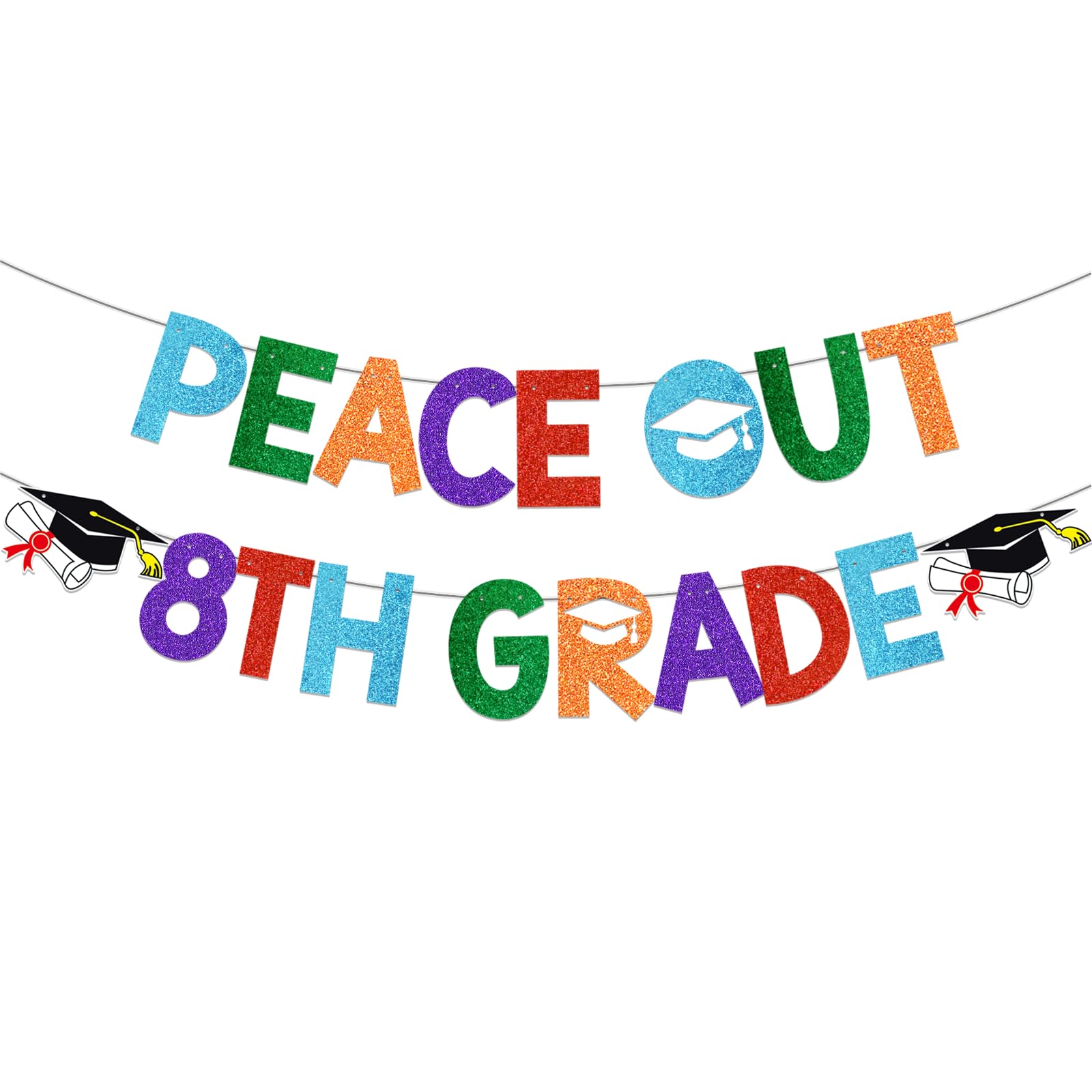 Yavxzvbw Peace Out 8th Grade Banner 8th Grade Graduation Banner 8th Grade Graduation Decorations 2024 for 8th Grad Graduation Party Decorations