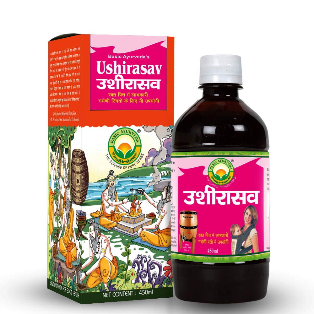 BASIC AYURVEDA Ushirasav Syrup 450ml Pack of 3 | Ayurvedic Supplements for Blood Health | A Powerful Blend of Natural Ingredients Extra Strength Formula