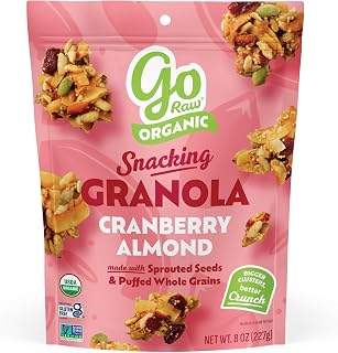 Go Raw Cranberry Almond Snacking Granola, 8oz Pouch