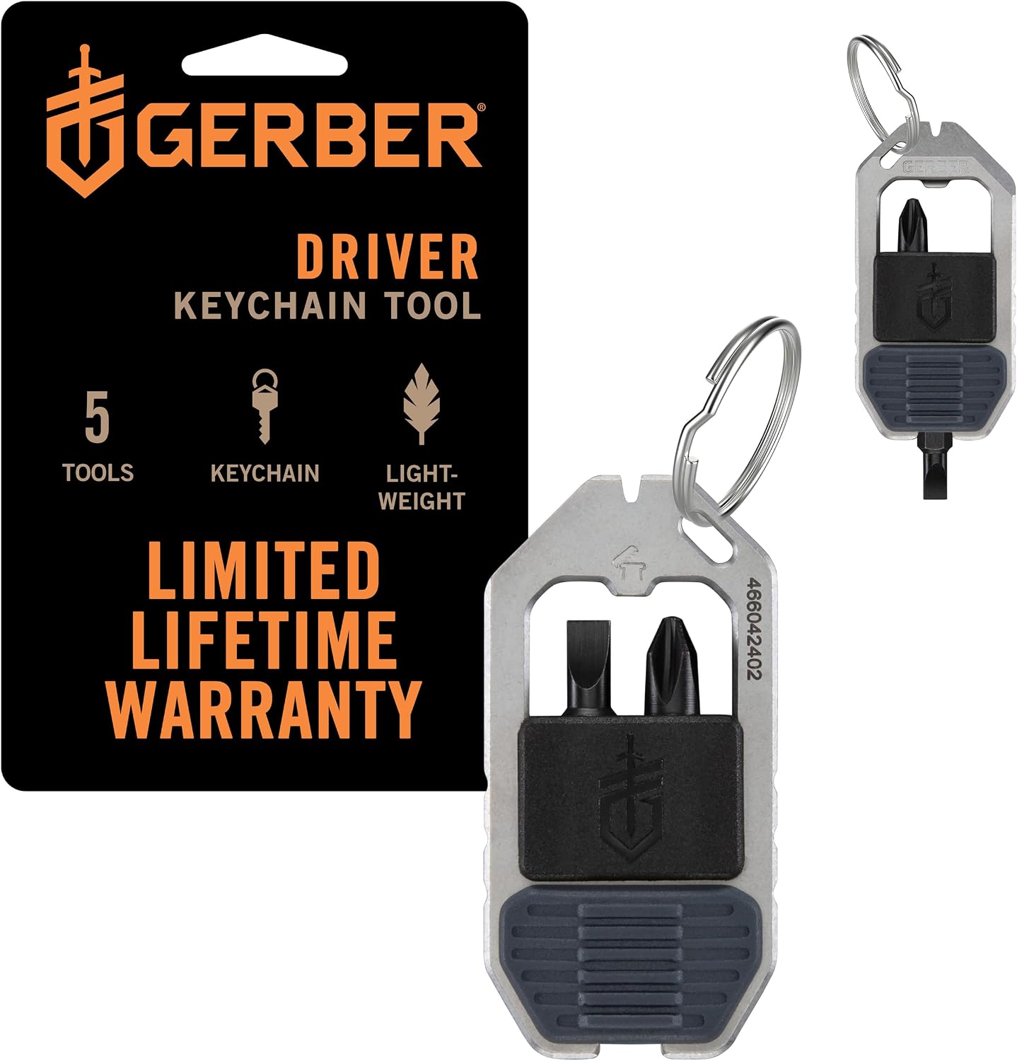 Gerber Gear Driver Keychain 5-in-1 EDC Multitool, Bottle Opener, Urban Blue | Pry bar, Phillips & flat head screwdriver bits, bottle opener, lightweight EDC, clips to keychain or pocket