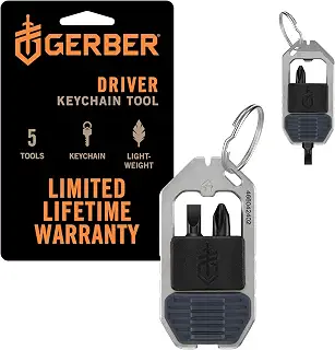 Gerber Gear ドライバーキーチェーン 5イン1 EDC マルチツール 栓抜き アーバンブルー | こじ棒、プラス&マイナスドライバービット、栓抜き、軽量EDC、キーチェーンやポケットへのクリップ。