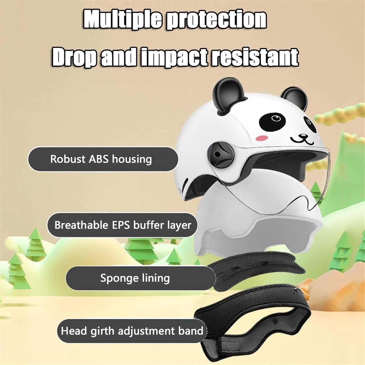 Light Kids Cat Ears 3/4 Motorcycle Half Helmet,DOT Approved Retro Toddler Street Electric Bicycle Scooter Go-Kart Skateboard Helmets,Child Youth Moped Dirt-Bike ATV Helmet