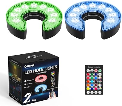 KINGTOP Rechargeable LED Golf Hole Lights with Remote Control
