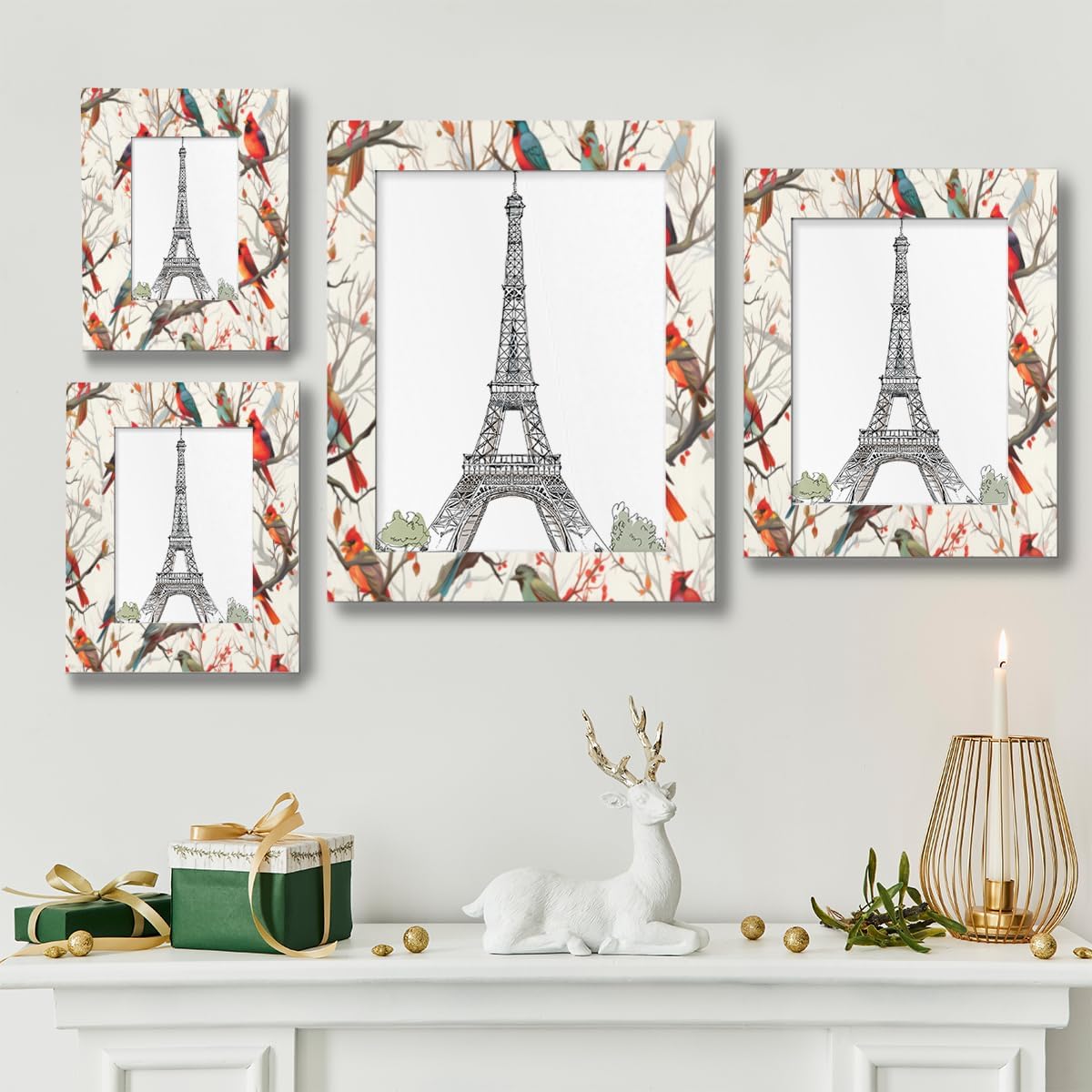 Christmas Picture Frame 5x7, Cardinal Photo Frames with Stand Display Pictures for Wall and Tabletop Frames Collage for Home Gallery Decor Xmas Gift Warming Gifts Christmas Decorations