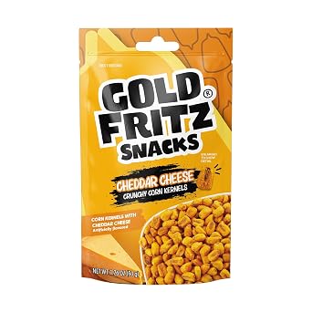 Gold Fritz Cheddar Cheese Crunchy Corn Kernels 12 Pack 1.76 oz Each, Crispy Corn Bites, Bold Cheesy Flavor, Crunchy Treats for Adults, On-the-Go & Office Packs