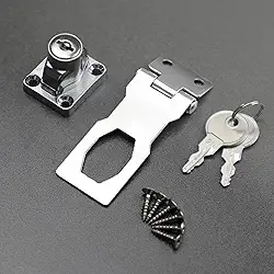 Trava de ferrolho com chave, botão giratório de 7,6 cm, trava de segurança de aço inoxidável para gaveta, armários, portas, prata