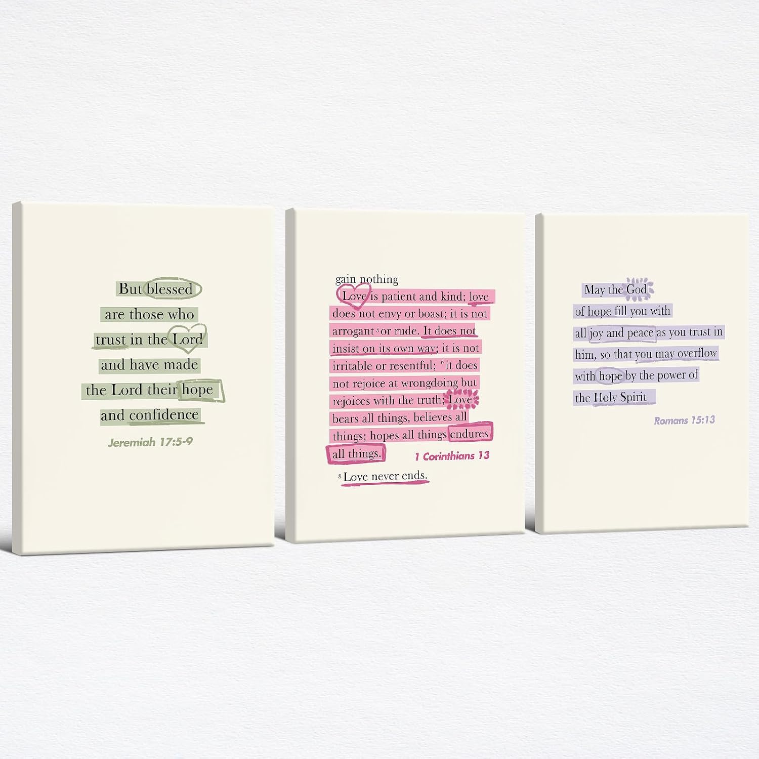 Haitunone Fruit of The Spirit Bible Verse Posters Good News God Is Good Wall Art Set Of 3 Neutral Modern Inspirational Scripture Quotes Canvas Prints for Church Wall Decor 16x24 inch Unframed