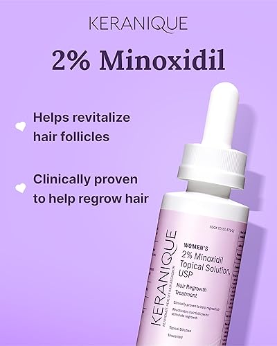 Miniatura 6 de Keranique Tratamiento para el crecimiento del cabello para mujeres, 2% de minoxidil para mujeres, crecimiento del cabello, fuerza y engrosamiento,
