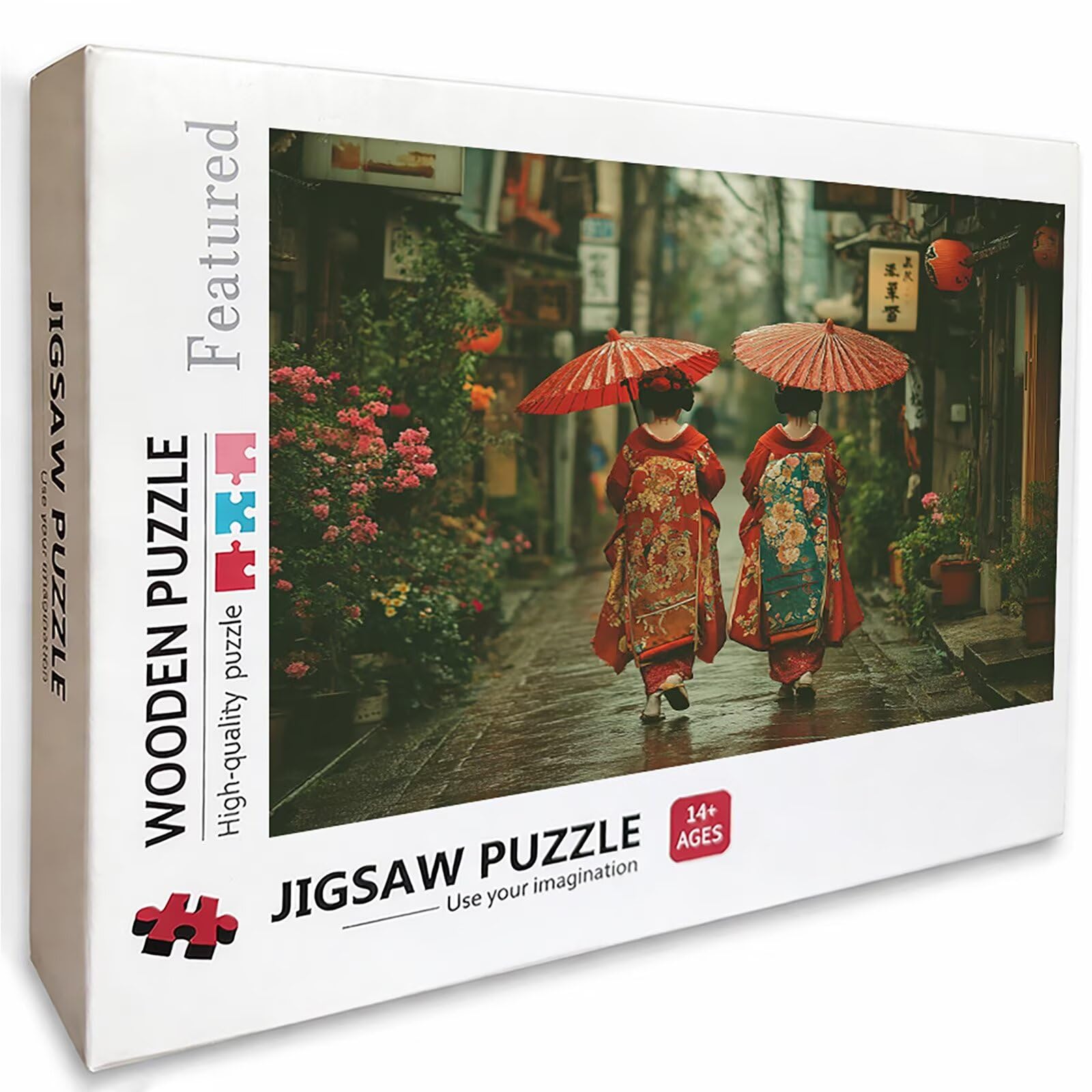 Puzzle 4000 elementów dla dorosłych gejsza, drewniane puzzle, 142 x 86 cm, elementy ściśle do siebie pasują, dla mężczyzn, kobiet, starszych seniorów, dekompresji, dekoracja letnia, prezenty, (widok
