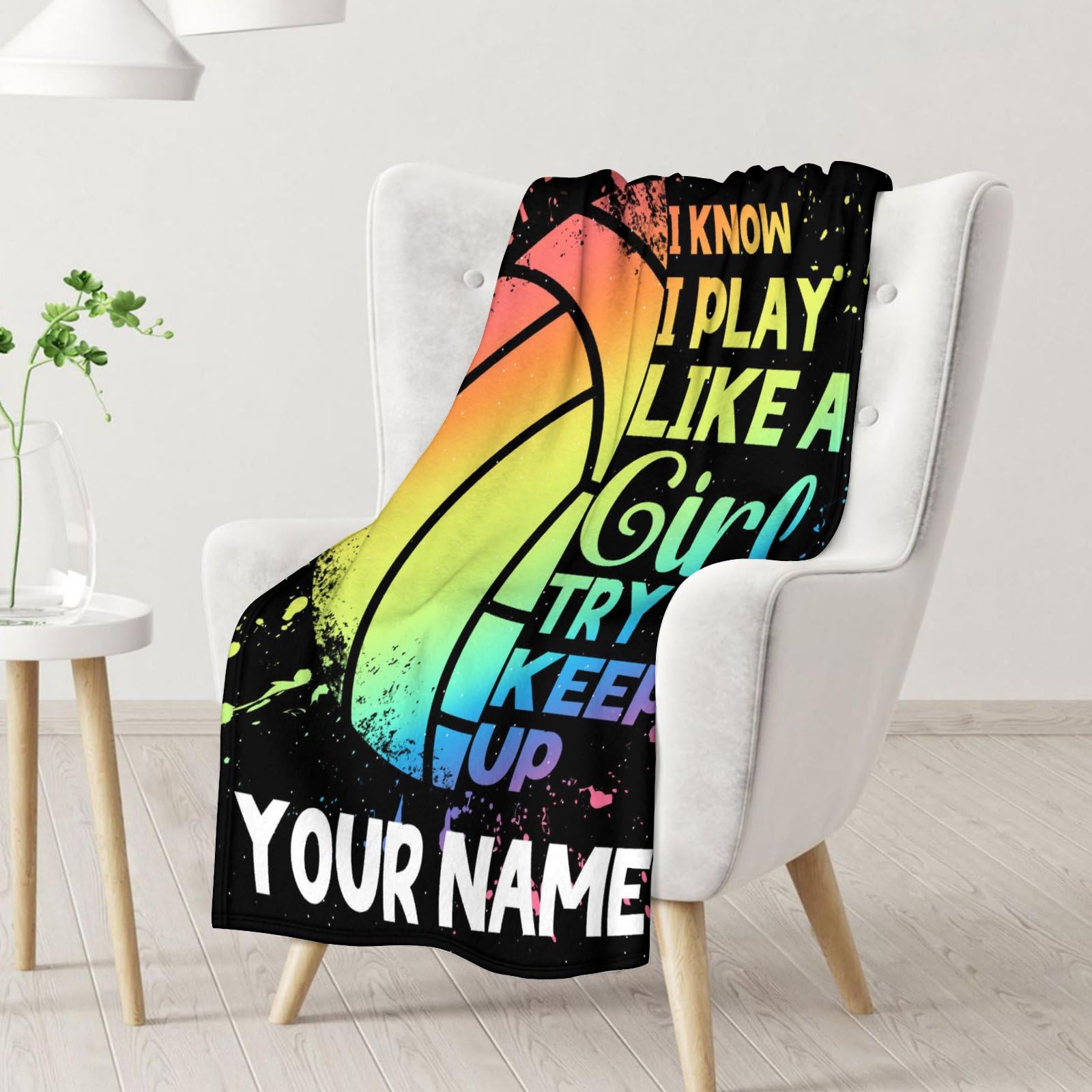 UNIKITTY Personalized Volleyball Blanket Gifts with Name - 50