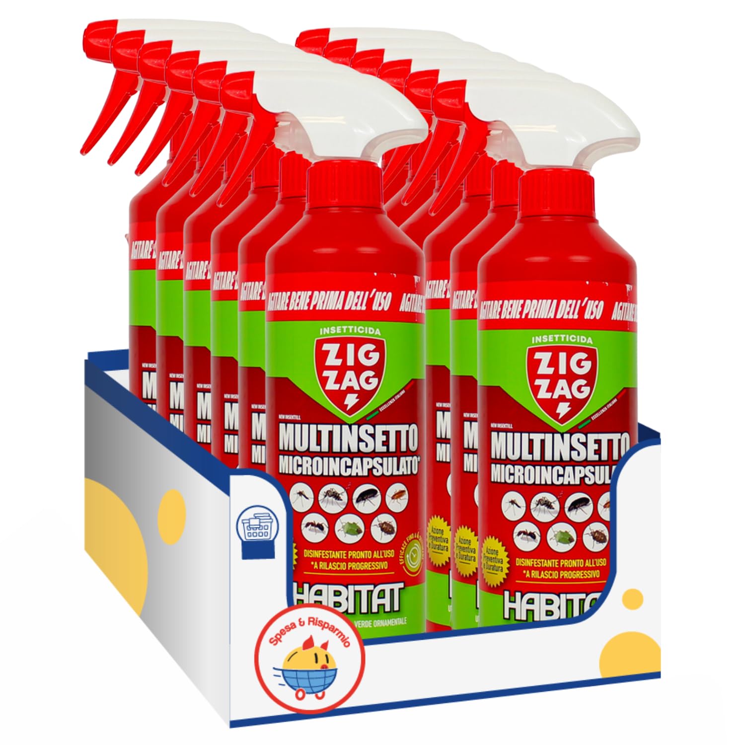 Insetticida Multinsetto Microincapsulato per Uso Domestico – 500 ml kit con Spugna Brandizzata SPESA & RISPARMIO Inclusa – Variazioni 4/8/12 Pezzi (12)
