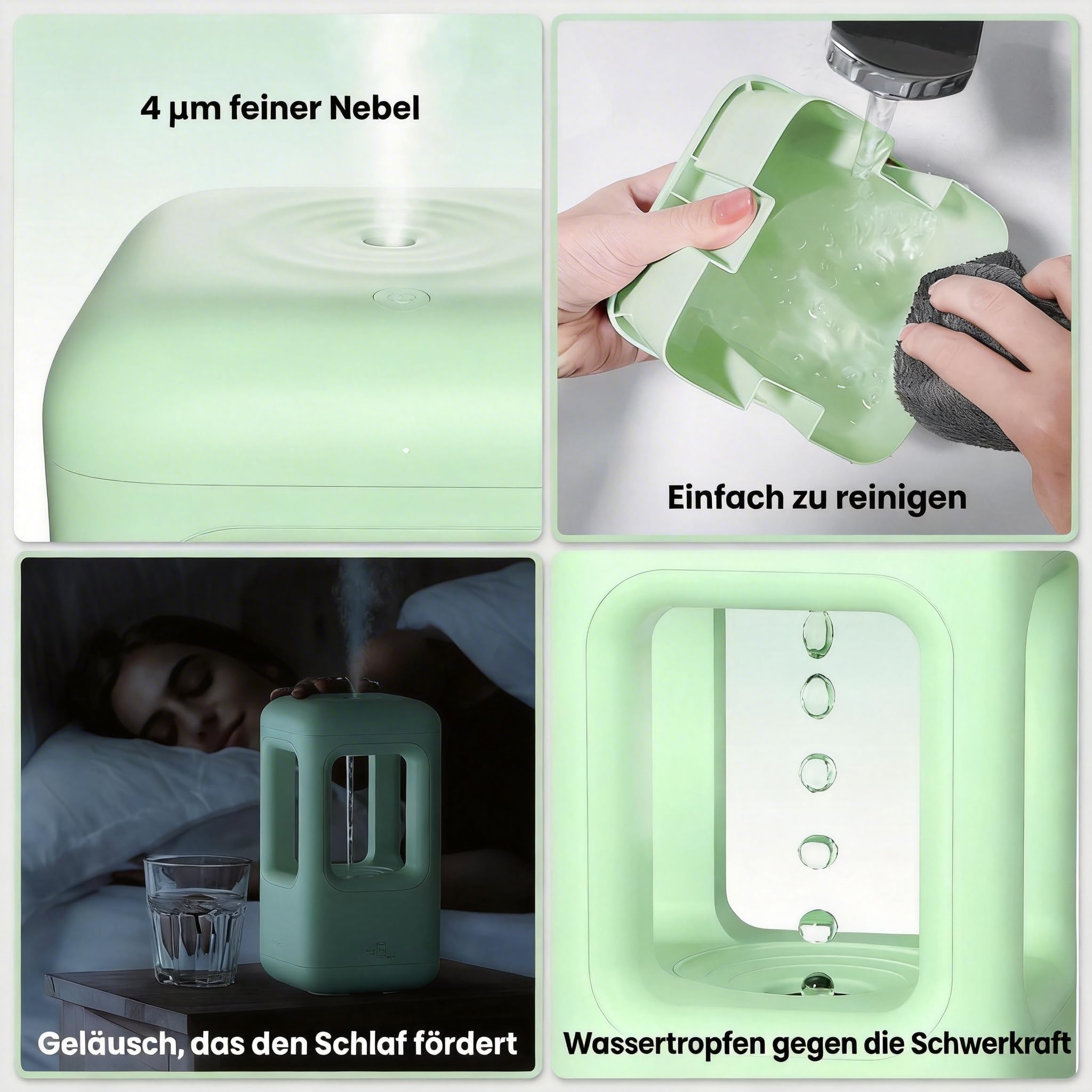 Humidificador para Dormitorio Bebé Niebla Fresco Humidificador Ultrasónico para Plantas Interiores Habitación Niños Adultos Niños Habitación Grande Hogar Oficina Verde