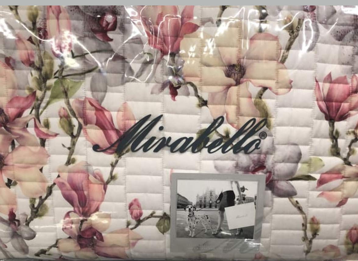 MirabelloElegant Flowers Double Quilted Bedspread 270 x 260 cm, Cotton Satin, White, Art.Elegant Flowers
