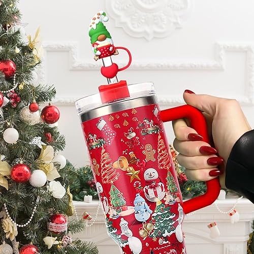 Miniatura 4 de Tapa de popote para Stanley Cup  4 piezas de popote de silicona compatible con vaso Stanley de 40 onzas con asa  Fundas de popote reutilizables para