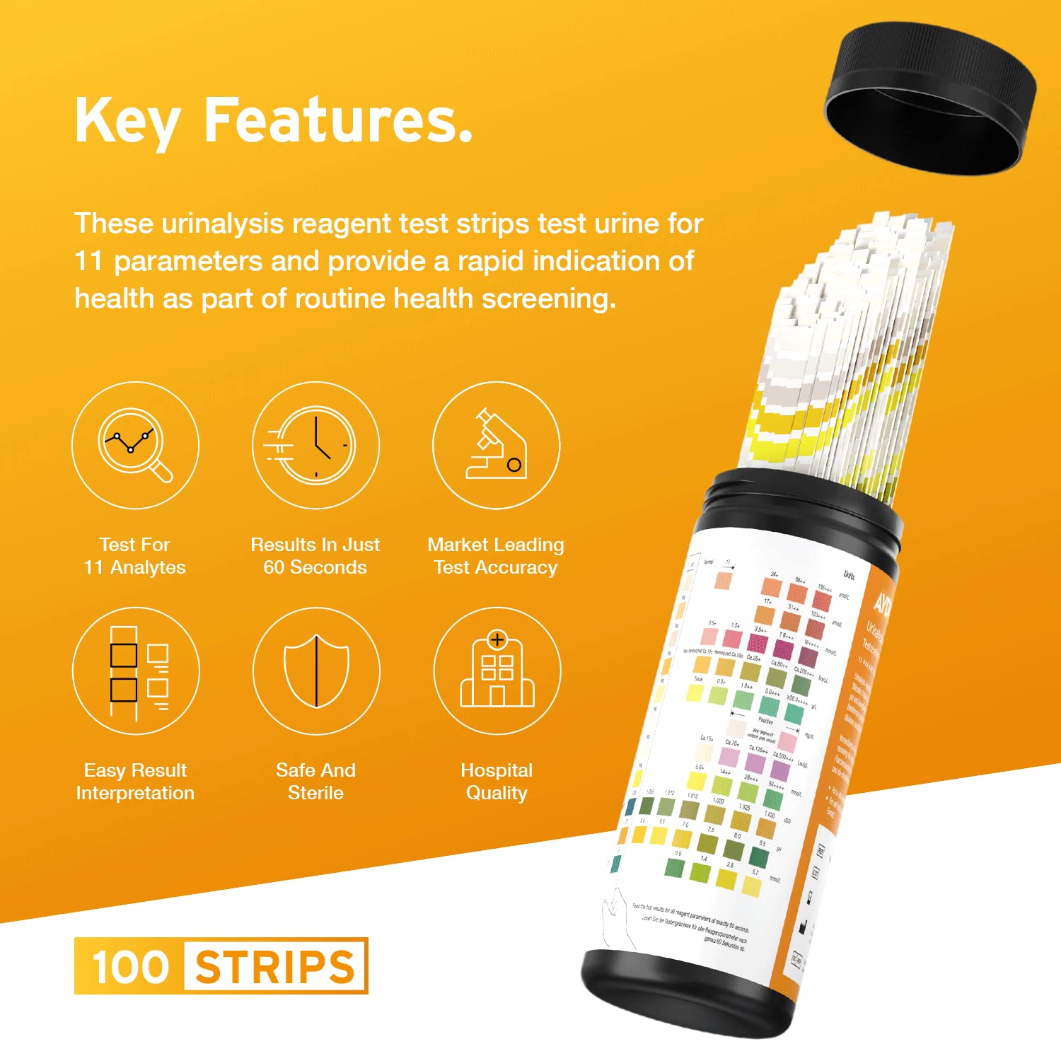 Buy 100 x Aydmed 11in1 Urinalysis Test Strips 11 Parameter Urine Test