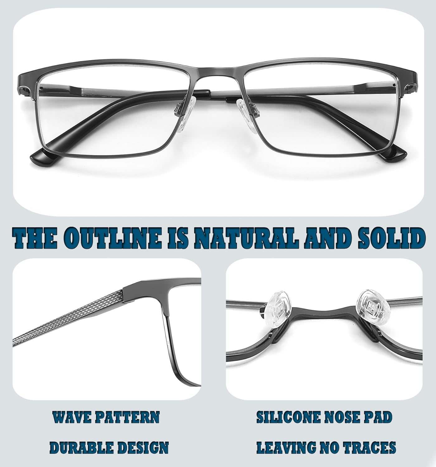 CRGATV 3-Pack Reading Glasses Metal Full Frame Readers for Men, Blue Light Blocking computer Eyeglasses, Anti Eyestrain/UV - Image 2