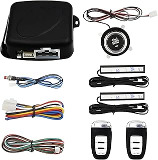 Remote Starters for Cars, Keyless Entry PKE Push to Start Kit Antitheft Alarm System 12V Car Keyless Go Push Button Engine Start/Stop with 2 Smart Keys
