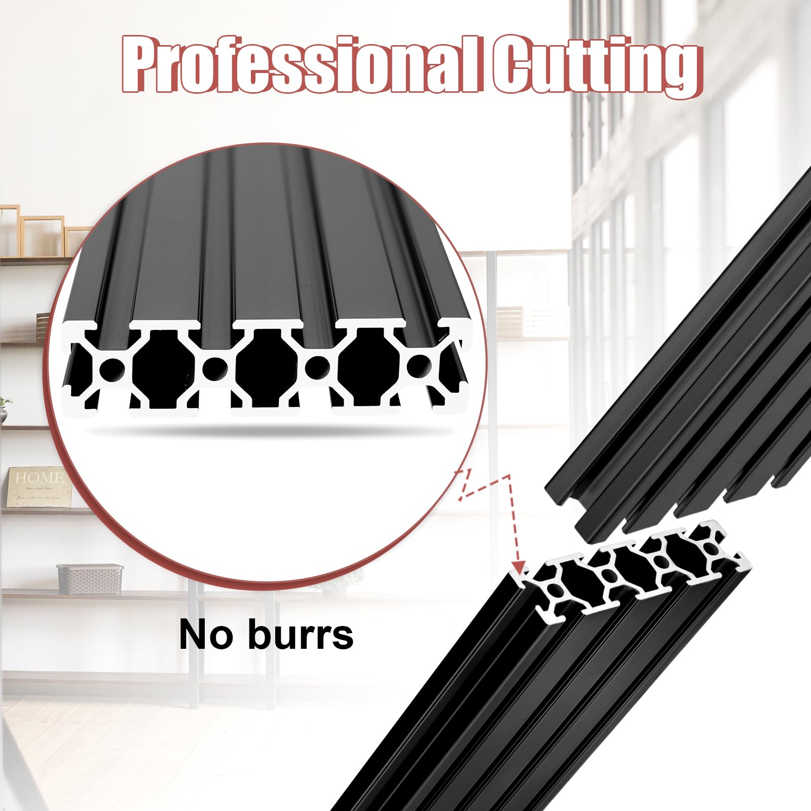 QNK 2pcs 1220mm(48") T Slot 2080 Aluminum Extrusion (Black) — Amazon image 5
