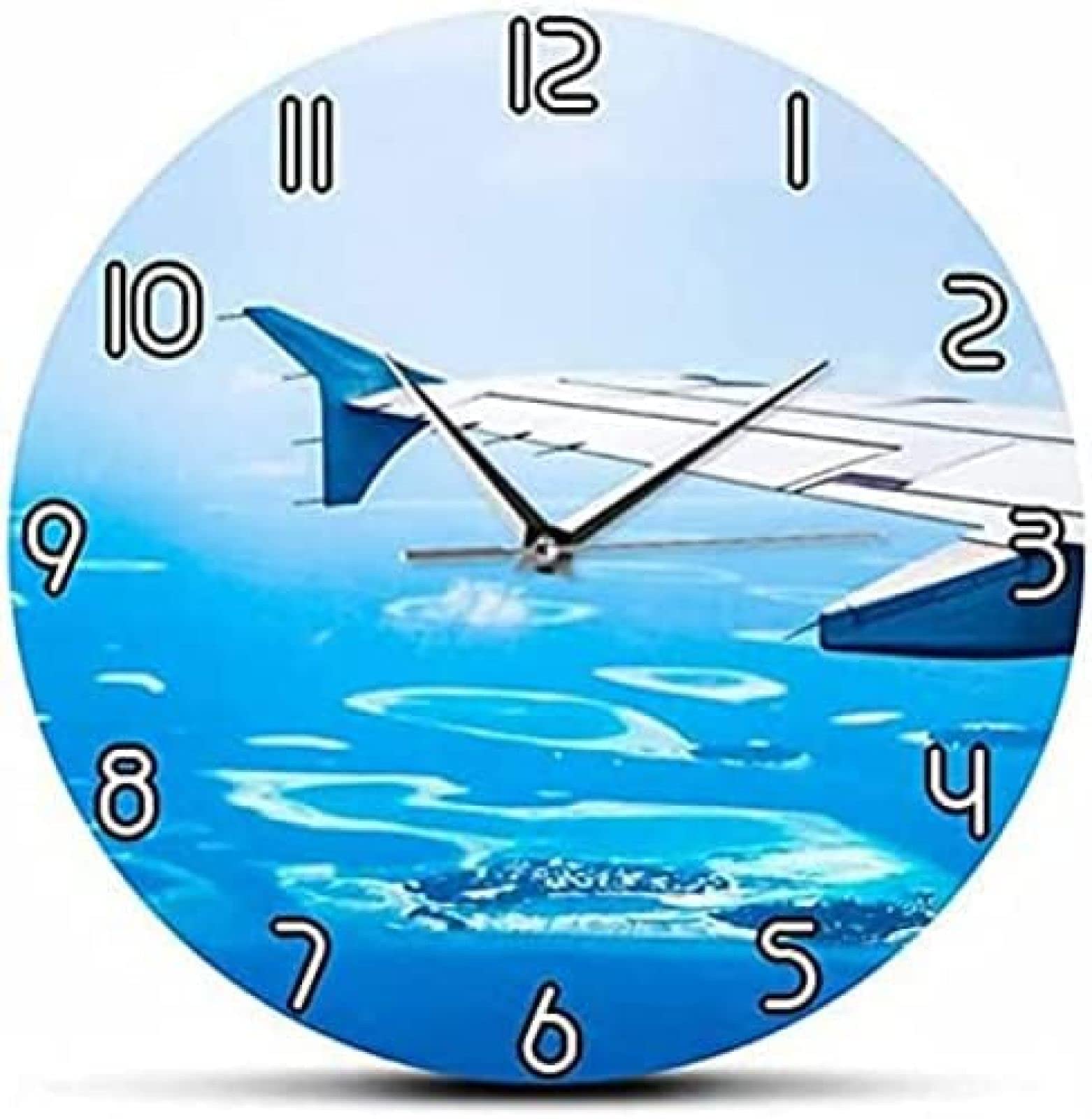 Amazon.co.jp: アクリル壁掛け時計ブルースカイ飛行機ウィング航空