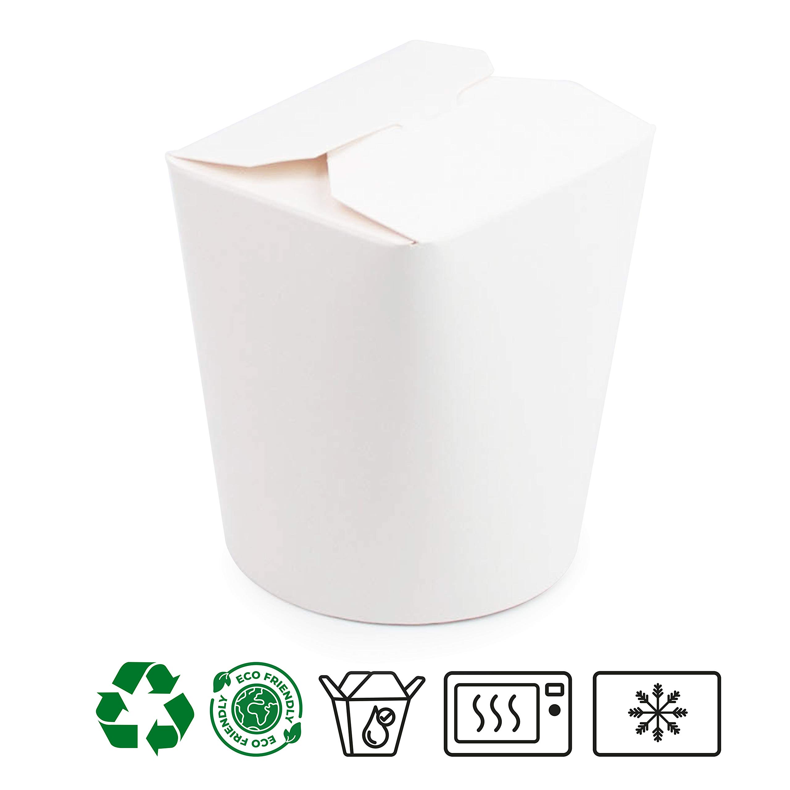 Extiff - Packung mit 50 Kartons in weißem Karton, Nudelbox für Nudeln, Pasta, Fertiggerichte, asiatische und orientalische Gerichte, Takeaway-Verkauf (480 ML)