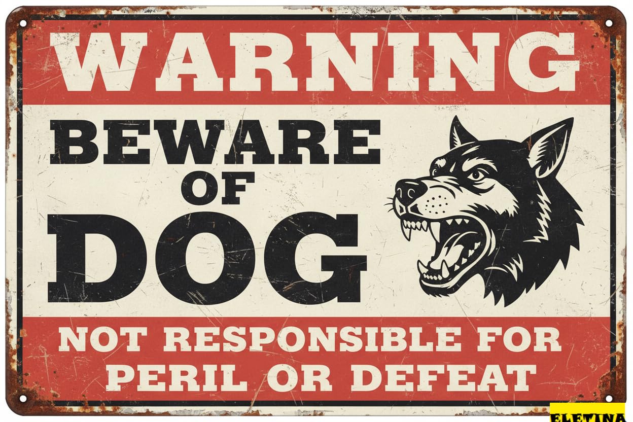 Vintage Metal Tin Sign for Man Cave Beware Of Dog Labrador Warning Beware Of Dog S Fence Outdoor Farm Garden Gate Home Yard Decor 8x12 Inch Private Property Decorative