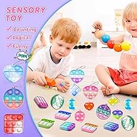 Vista 4 de 114 piezas de llavero Pop Fidget It Mini Fidget Toys Bulk Party Favores para niños de 4-8, 8-12 años, juguetes a granel para niños pequeños premios
