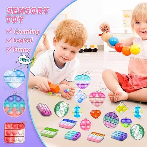 Miniatura 4 de 114 piezas de llavero Pop Fidget It Mini Fidget Toys Bulk Party Favores para niños de 4-8, 8-12 años, juguetes a granel para niños pequeños premios