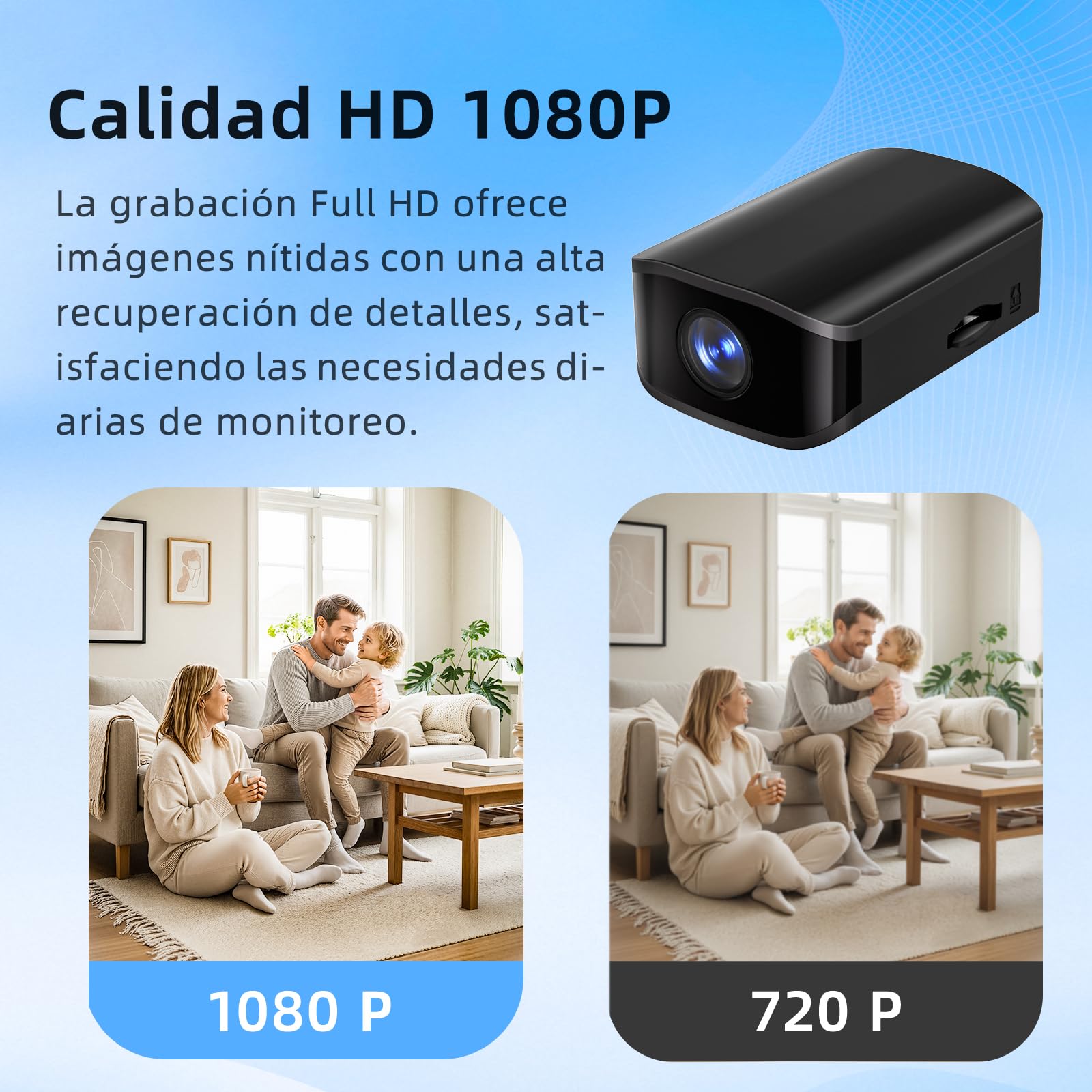 Cámara espía oculta de alta definición 1080P, mini cámara, cámara para niñeras, con detección de movimiento, apta para la vigilancia de seguridad de niños, ancianos, interiores y oficinas, sin Wi-Fi.
