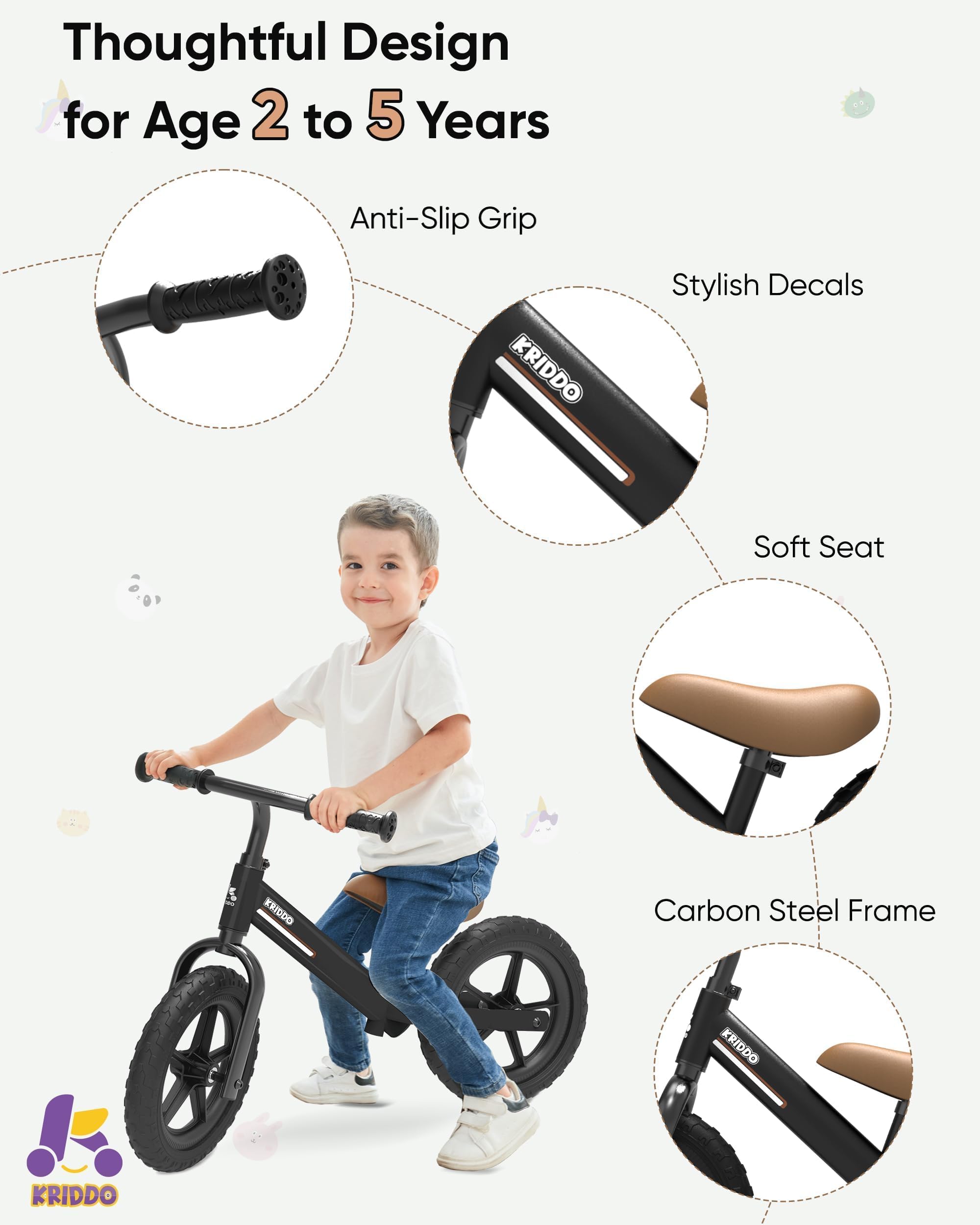 KRIDDO Loopfiets voor Peuters van 2 Jaar – Kinderfiets voor 2-5 Jaar – Dubbele Lagering voor Soepel Rijden – Schattige Plaat – Verstelbaar Zadel en Stuur – Fiets Cadeau voor Leeftijd 2-3 - Wit KRIDDO Loopfiets voor Peuters van 2 Jaar – Kinderfiets voor 2-5 Jaar – Dubbele Lagering voor Soepel Rijden – Schattige Plaat – Verstelbaar Zadel en Stuur – Fiets Cadeau voor Leeftijd 2-3 - Wit